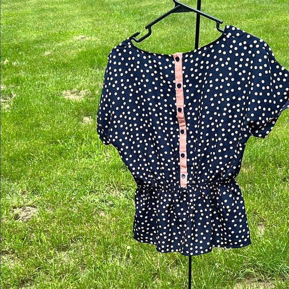 Annabella by Francesca’s Navy & White Polka Dot Peplum Blouse Women's Small NWT - Picture 14 of 16